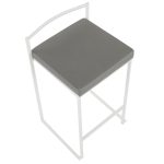 Fuji 26 White Metal Grey Faux Leather Contemporary Stools (Set of 3) 20 Fuji 26 White Metal Grey Faux Leather Contemporary Stools (Set of 3)