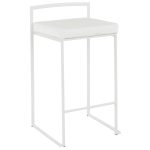 Fuji 26" White Metal Velvet Contemporary Counter Stool (Set of 3) 13 Fuji 26" White Metal Velvet Contemporary Counter Stool (Set of 3)