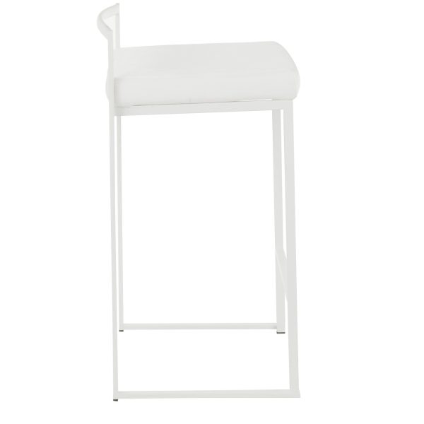 Fuji 26 White Metal Velvet Contemporary Counter Stool Set of 3 3