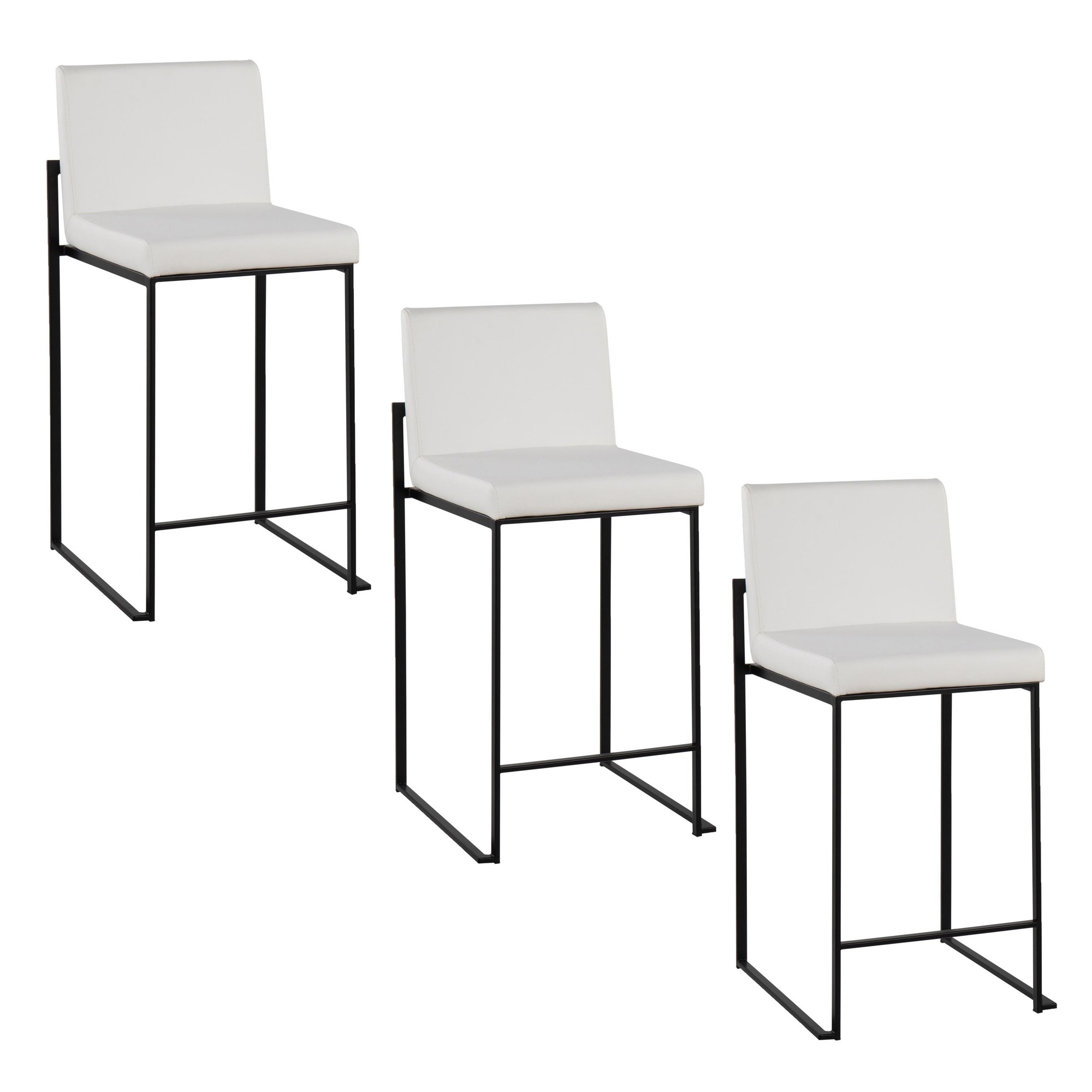 Fuji 26 inch Black Steel White Contemporary Stools (Set of 3) 7 Fuji 26 inch Black Steel White Contemporary Stools (Set of 3) - Image 7