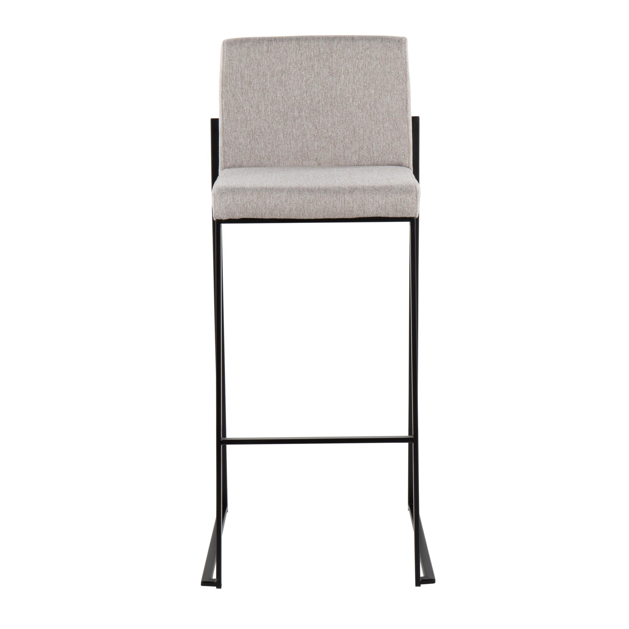 Fuji 30" Black Steel Grey Fabric Contemporary Barstools (Set of 3) 8 Fuji 30" Black Steel Grey Fabric Contemporary Barstools (Set of 3) - Image 8
