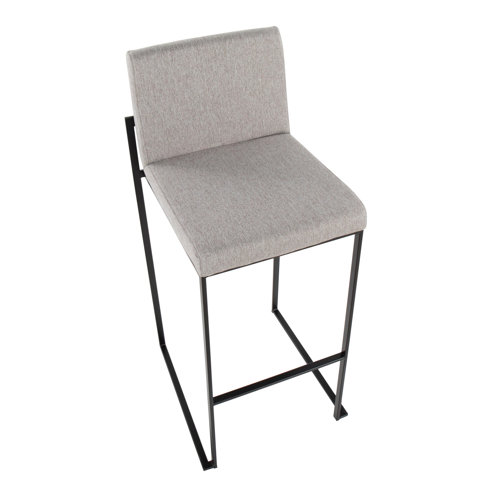 Fuji 30" Black Steel Grey Fabric Contemporary Barstools (Set of 3) 9 Fuji 30" Black Steel Grey Fabric Contemporary Barstools (Set of 3) - Image 9