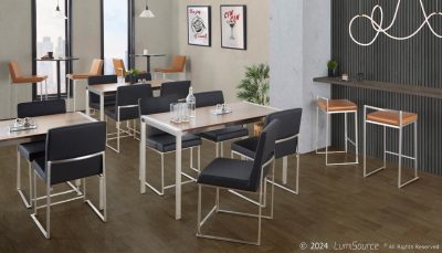 Fuji 30" Camel Faux Leather Contemporary Barstool (Set of 2)