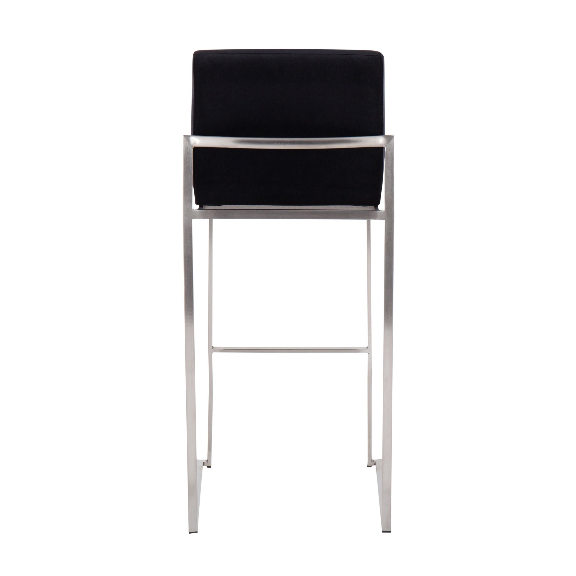 Fuji 30 Contemporary Black Velvet Stainless Steel Barstool (Set of 3) 5 Fuji 30 Contemporary Black Velvet Stainless Steel Barstool (Set of 3) - Image 5