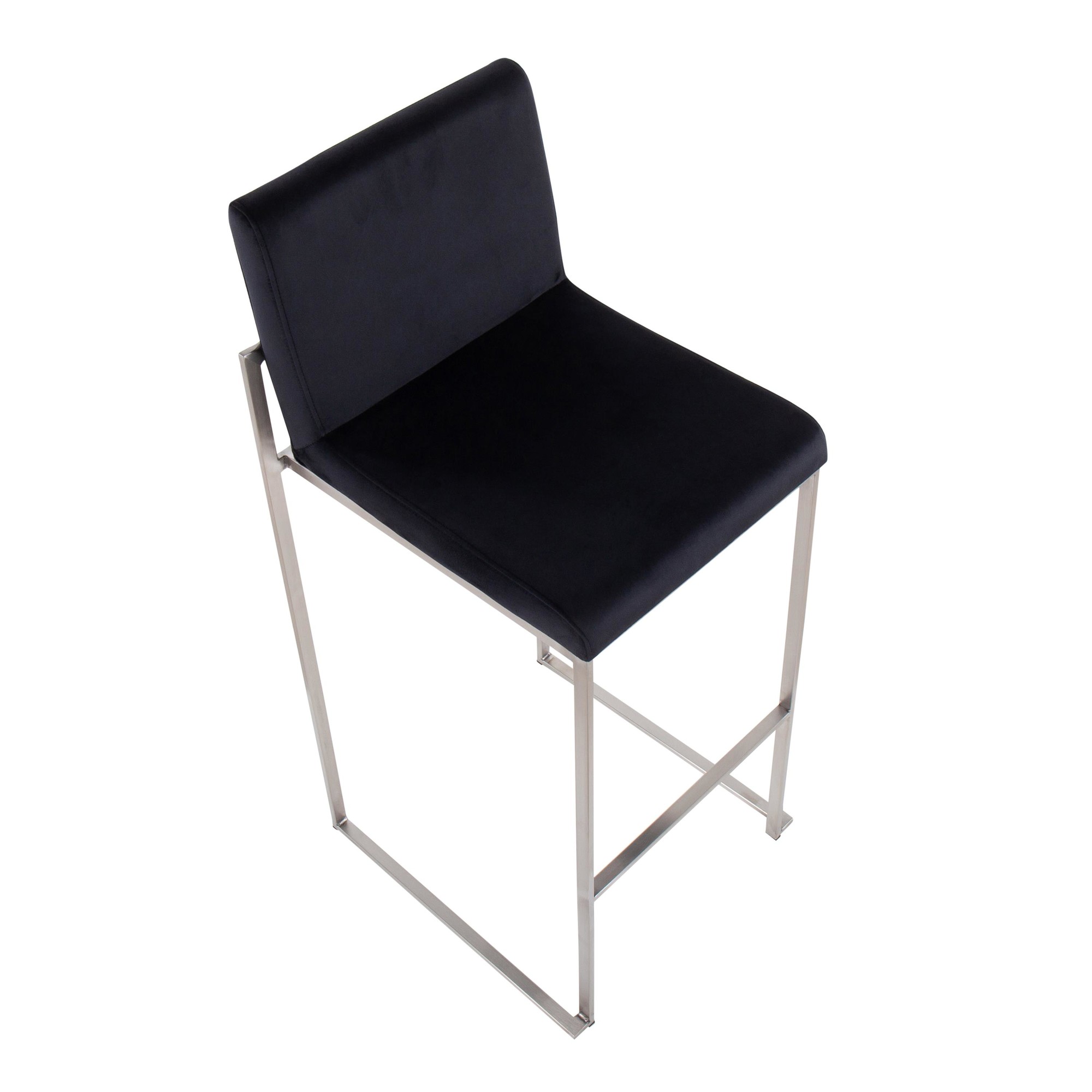 Fuji 30 Contemporary Black Velvet Stainless Steel Barstool (Set of 3) 7 Fuji 30 Contemporary Black Velvet Stainless Steel Barstool (Set of 3) - Image 7