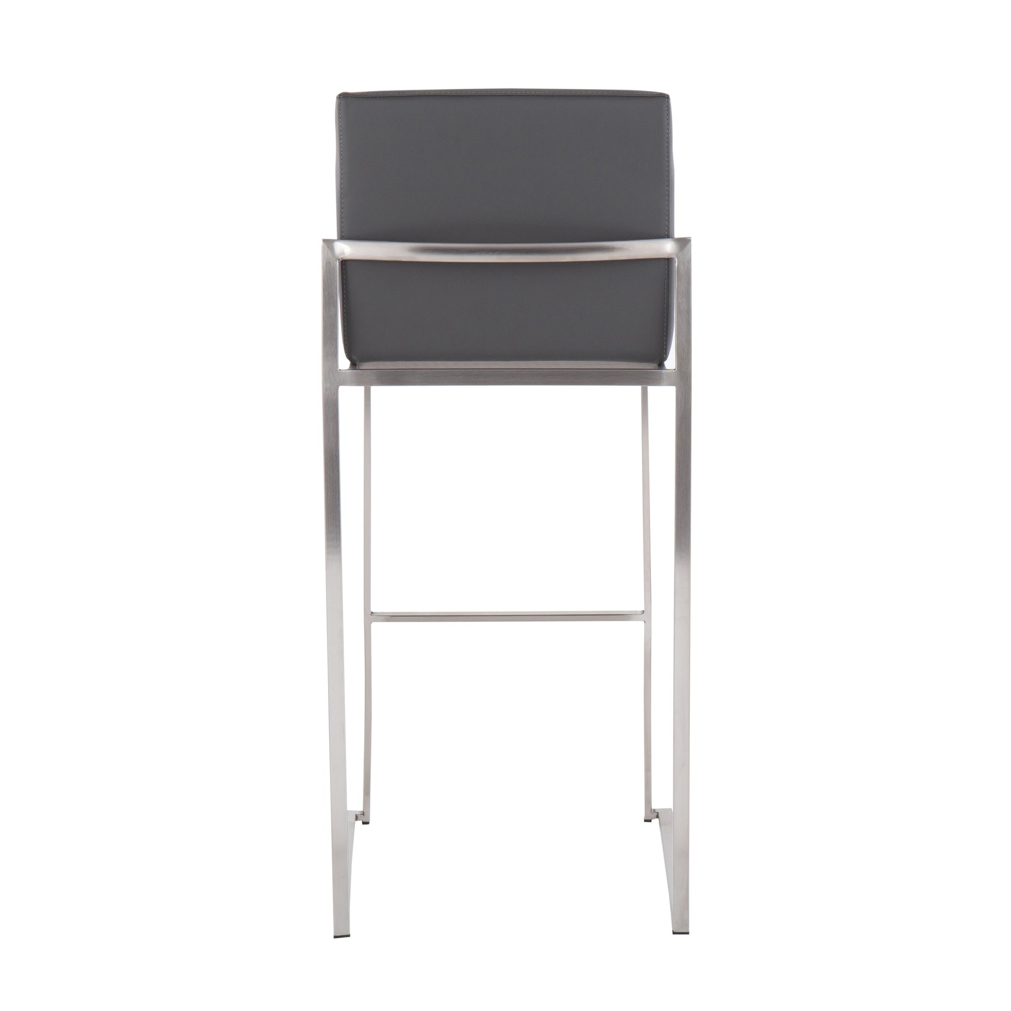 Fuji 30 Contemporary Grey Faux Leather Barstool (Set of 3) 7 Fuji 30 Contemporary Grey Faux Leather Barstool (Set of 3) - Image 7
