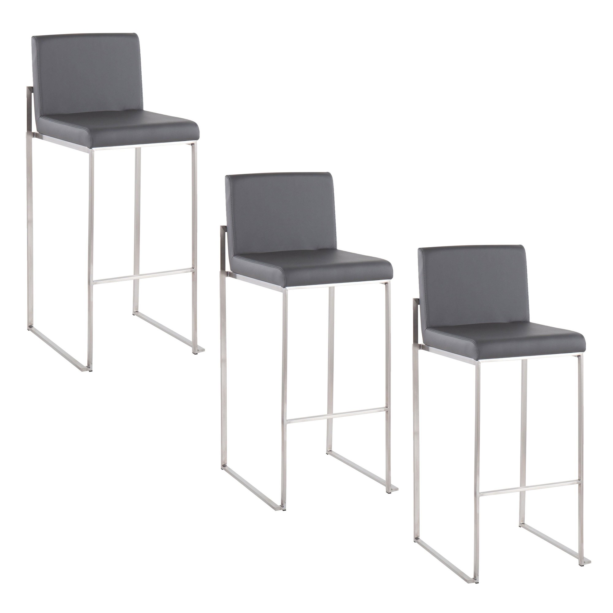 Fuji 30 Contemporary Grey Faux Leather Barstool (Set of 3) 10 Fuji 30 Contemporary Grey Faux Leather Barstool (Set of 3) - Image 10