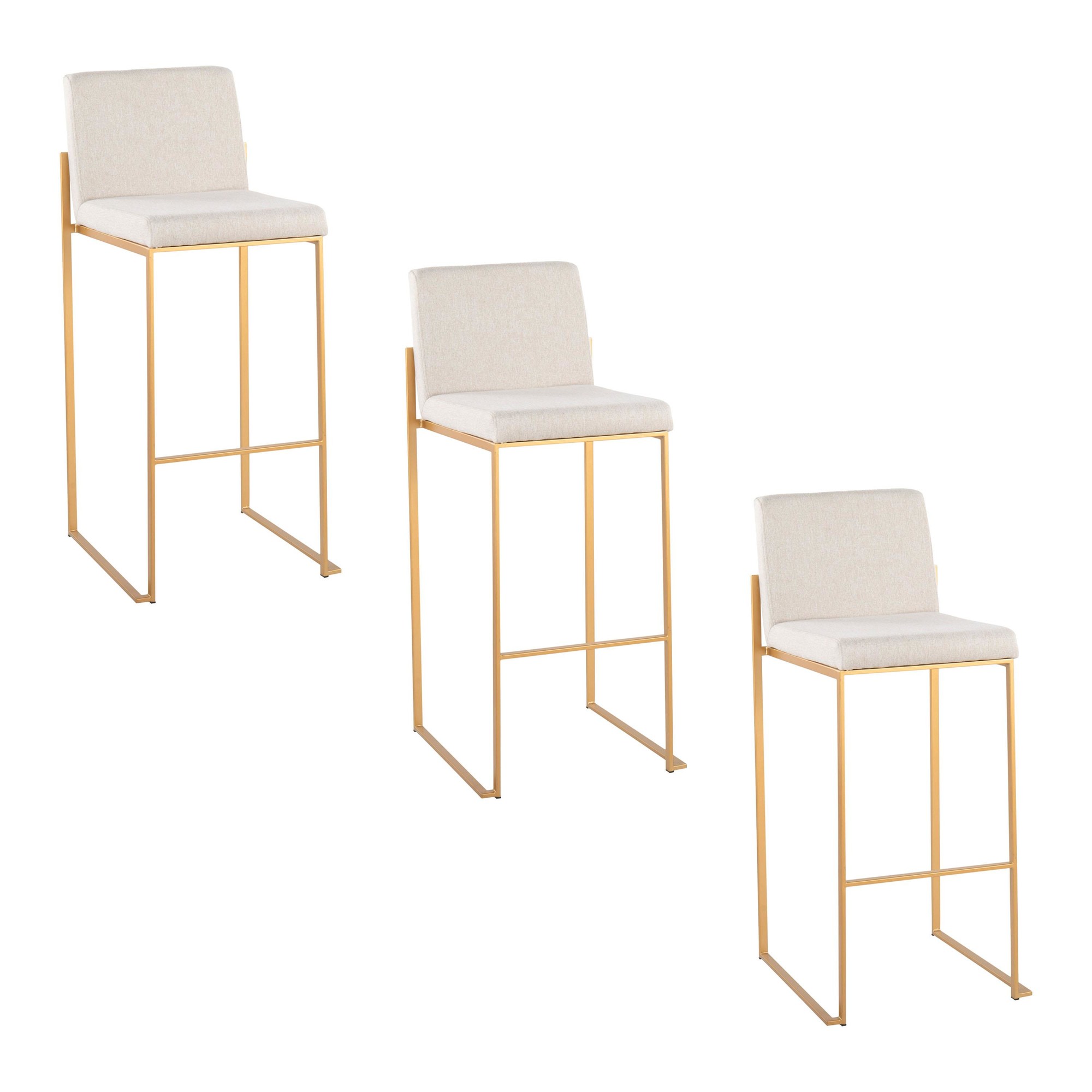 Fuji 30 Gold Beige Contemporary High Back Barstool (Set of 3) 9 Fuji 30 Gold Beige Contemporary High Back Barstool (Set of 3) - Image 9
