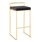 Fuji 30 Gold Black Velvet Contemporary Barstools (Set of 3) 13 Fuji 30 Gold Black Velvet Contemporary Barstools (Set of 3)