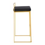 Fuji 30 Gold Black Velvet Contemporary Barstools (Set of 3) 14 Fuji 30 Gold Black Velvet Contemporary Barstools (Set of 3)