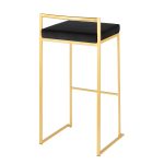Fuji 30 Gold Black Velvet Contemporary Barstools (Set of 3) 15 Fuji 30 Gold Black Velvet Contemporary Barstools (Set of 3)