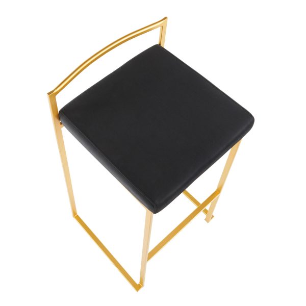 Fuji 30 Gold Black Velvet Contemporary Barstools Set of 3 7
