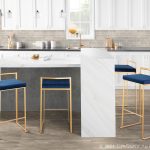 Fuji 30 Gold Blue Velvet Contemporary Stackable Barstool (Set of 3)