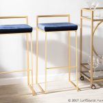 Fuji 30 Gold Blue Velvet Contemporary Stackable Barstool (Set of 3)