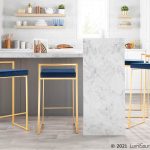 Fuji 30 Gold Blue Velvet Contemporary Stackable Barstool (Set of 3)