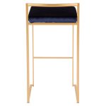 Fuji 30 Gold Blue Velvet Contemporary Stackable Barstool (Set of 3)