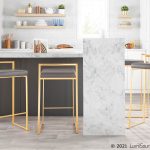 Fuji 30 Gold Grey Faux Leather Contemporary Barstool (Set of 3) 12 Fuji 30 Gold Grey Faux Leather Contemporary Barstool (Set of 3)