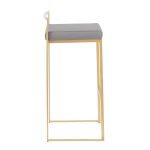 Fuji 30 Gold Grey Faux Leather Contemporary Barstool (Set of 3) 14 Fuji 30 Gold Grey Faux Leather Contemporary Barstool (Set of 3)