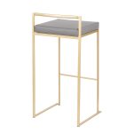 Fuji 30 Gold Grey Faux Leather Contemporary Barstool (Set of 3) 15 Fuji 30 Gold Grey Faux Leather Contemporary Barstool (Set of 3)