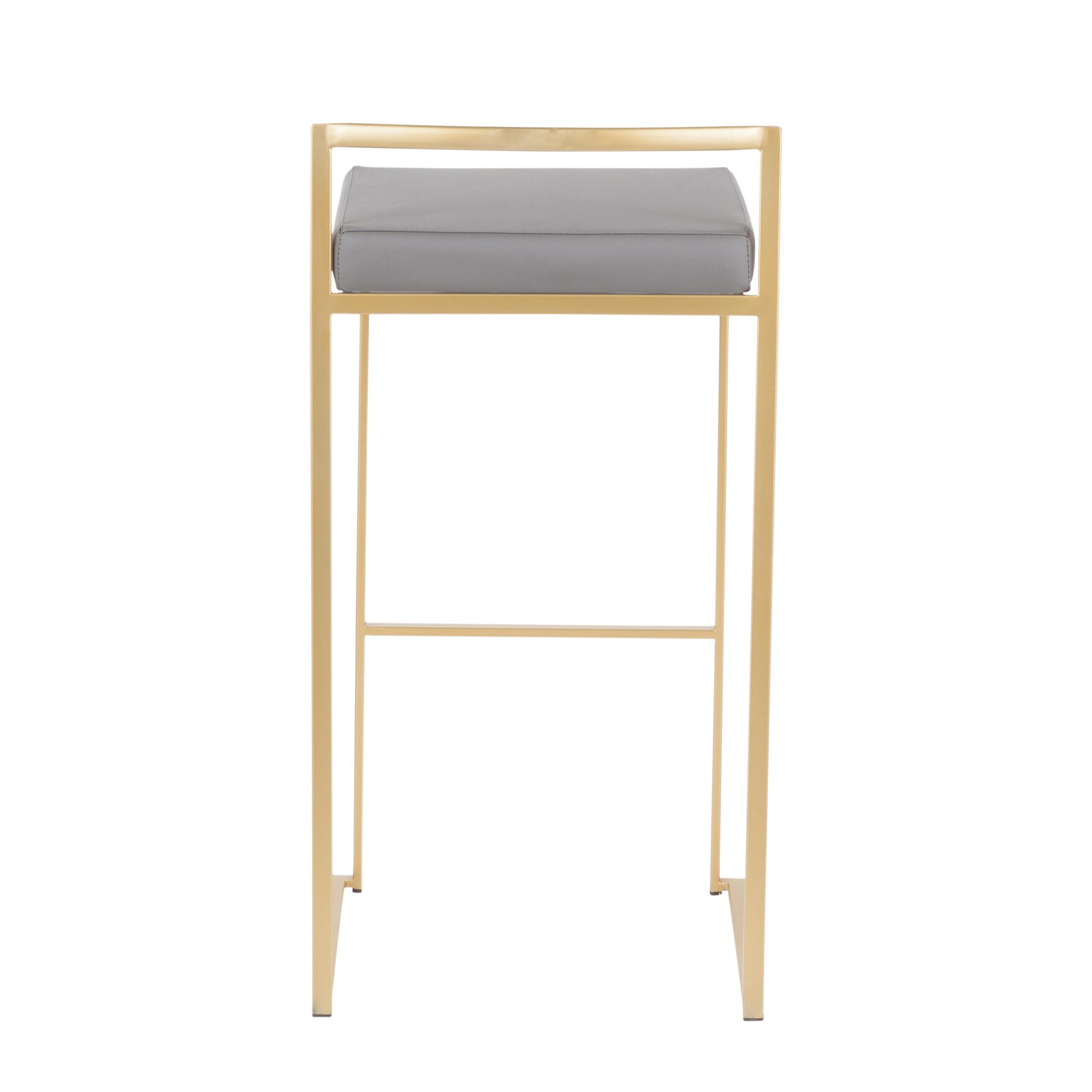Fuji 30 Gold Grey Faux Leather Contemporary Barstool (Set of 3) 6 Fuji 30 Gold Grey Faux Leather Contemporary Barstool (Set of 3) - Image 6
