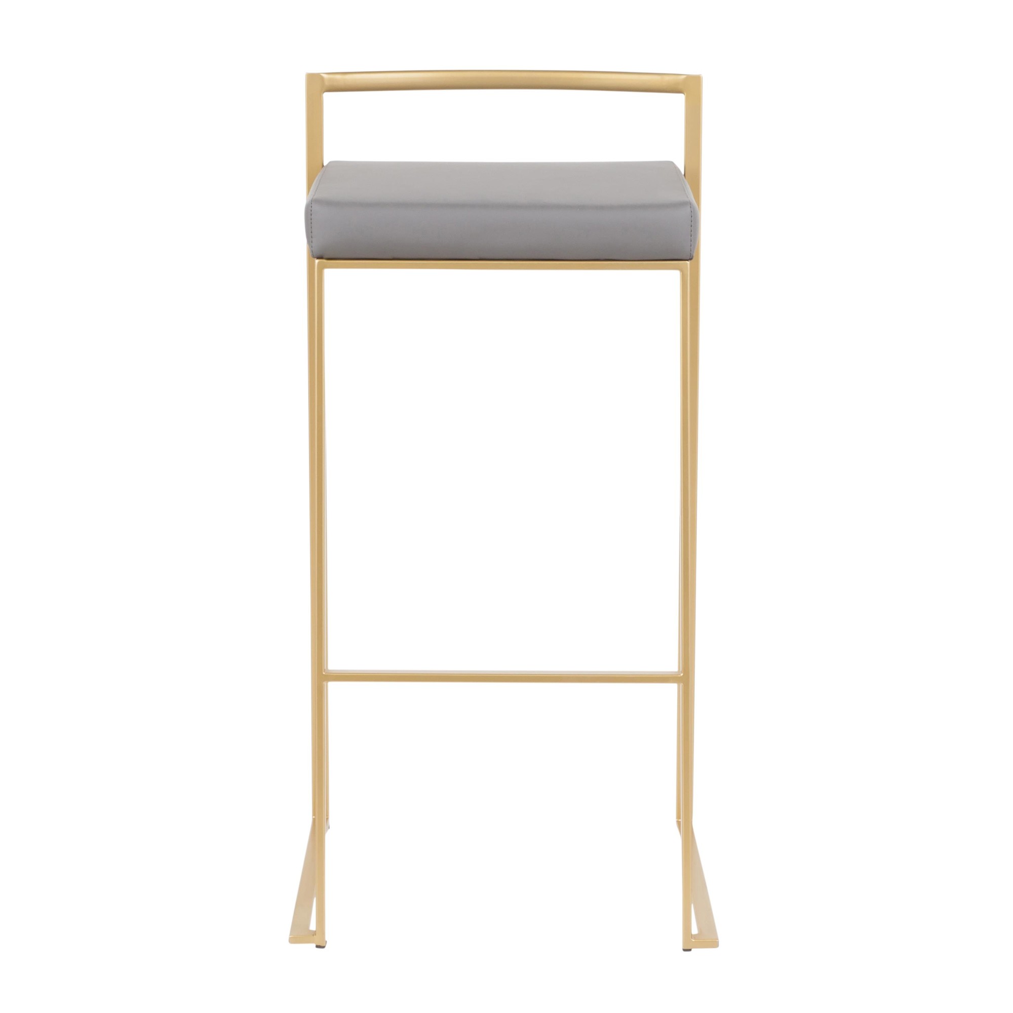 Fuji 30 Gold Grey Faux Leather Contemporary Barstool (Set of 3) 7 Fuji 30 Gold Grey Faux Leather Contemporary Barstool (Set of 3) - Image 7