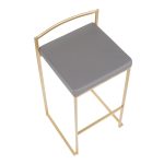 Fuji 30 Gold Grey Faux Leather Contemporary Barstool (Set of 3) 18 Fuji 30 Gold Grey Faux Leather Contemporary Barstool (Set of 3)