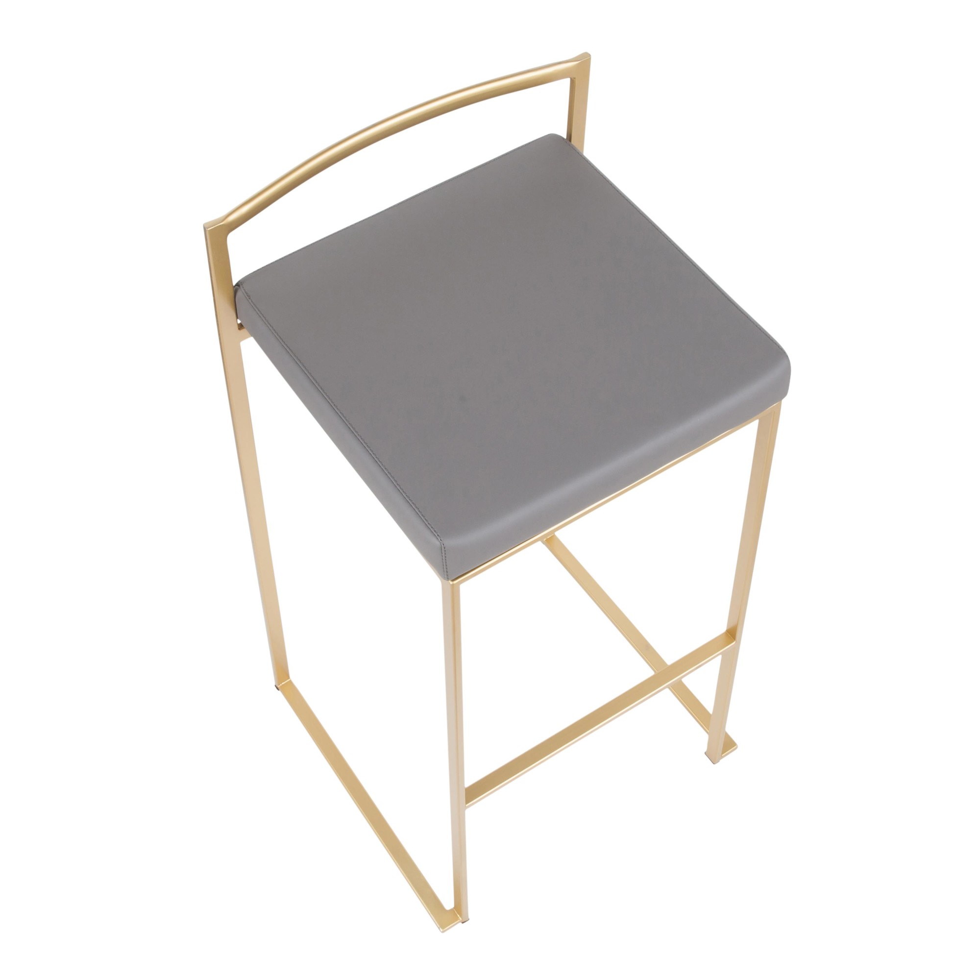 Fuji 30 Gold Grey Faux Leather Contemporary Barstool (Set of 3) 8 Fuji 30 Gold Grey Faux Leather Contemporary Barstool (Set of 3) - Image 8