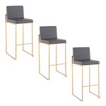 Fuji 30 Gold Grey Faux Leather Contemporary Barstools (Set of 3) 17 Fuji 30 Gold Grey Faux Leather Contemporary Barstools (Set of 3)