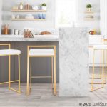 Fuji 30 Gold White Velvet Contemporary Barstool (Set of 3) 12 Fuji 30 Gold White Velvet Contemporary Barstool (Set of 3)