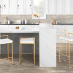 Fuji 30 Gold White Velvet Contemporary Barstool (Set of 3) 11 Fuji 30 Gold White Velvet Contemporary Barstool (Set of 3)
