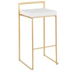 Fuji 30 Gold White Velvet Contemporary Barstool (Set of 3) 13 Fuji 30 Gold White Velvet Contemporary Barstool (Set of 3)