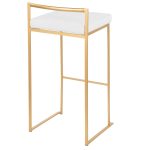 Fuji 30 Gold White Velvet Contemporary Barstool (Set of 3) 15 Fuji 30 Gold White Velvet Contemporary Barstool (Set of 3)