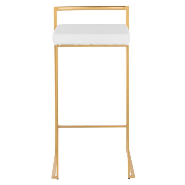 Fuji 30 Gold White Velvet Contemporary Barstool Set of 3 6