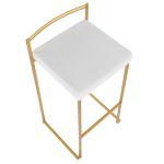 Fuji 30 Gold White Velvet Contemporary Barstool (Set of 3) 18 Fuji 30 Gold White Velvet Contemporary Barstool (Set of 3)