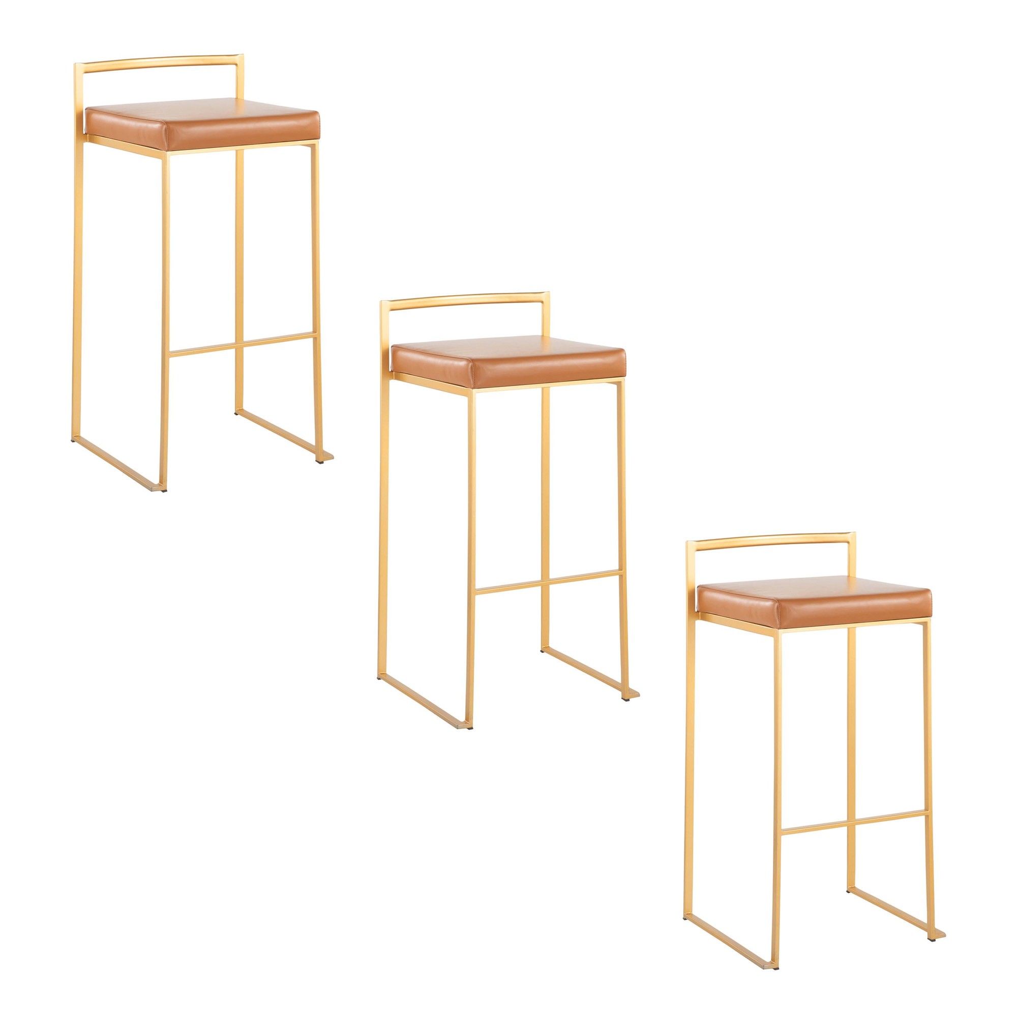 Fuji 30 Gold and Camel Contemporary Barstools (Set of 3) 9 Fuji 30 Gold and Camel Contemporary Barstools (Set of 3) - Image 9