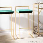 Fuji 30 Gold and Green Velvet Contemporary Barstool (Set of 3) 12 Fuji 30 Gold and Green Velvet Contemporary Barstool (Set of 3)