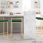 Fuji 30 Gold and Green Velvet Contemporary Barstool (Set of 3) 14 Fuji 30 Gold and Green Velvet Contemporary Barstool (Set of 3)