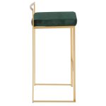 Fuji 30 Gold and Green Velvet Contemporary Barstool (Set of 3) 16 Fuji 30 Gold and Green Velvet Contemporary Barstool (Set of 3)