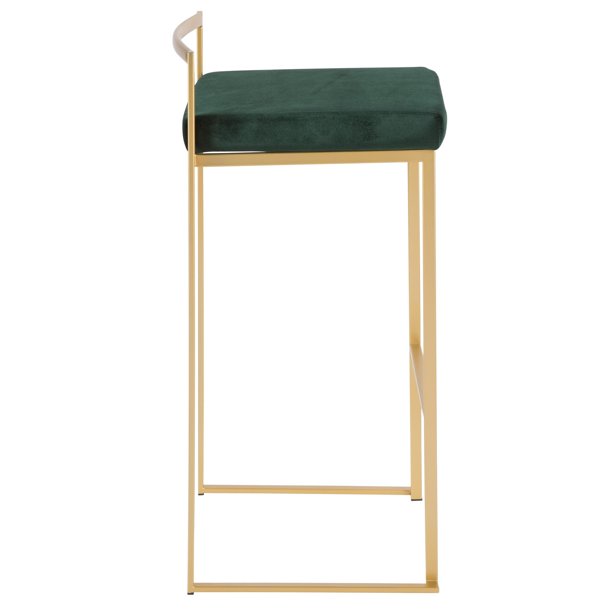 Fuji 30 Gold and Green Velvet Contemporary Barstool (Set of 3) 5 Fuji 30 Gold and Green Velvet Contemporary Barstool (Set of 3) - Image 5