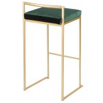 Fuji 30 Gold and Green Velvet Contemporary Barstool (Set of 3) 17 Fuji 30 Gold and Green Velvet Contemporary Barstool (Set of 3)