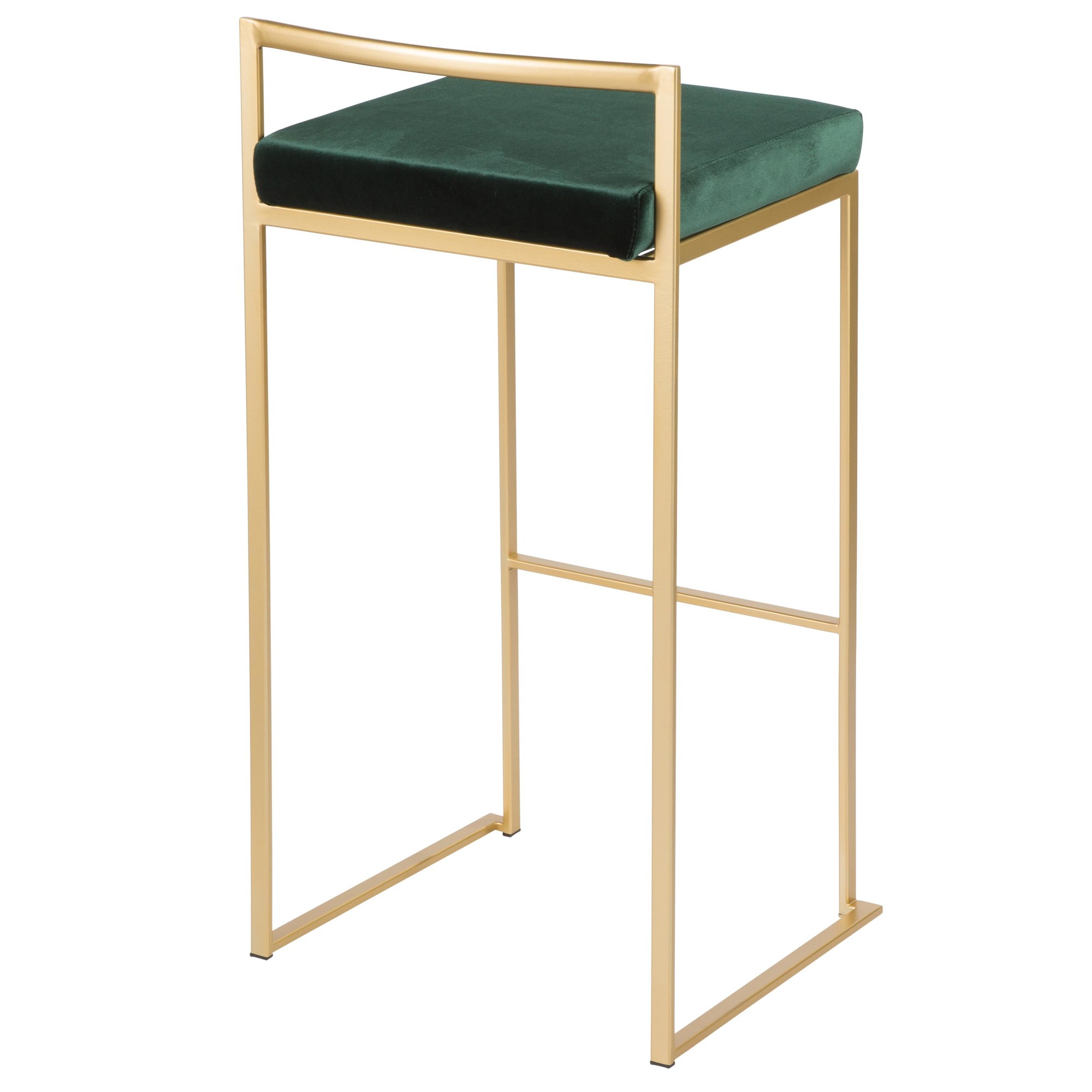Fuji 30 Gold and Green Velvet Contemporary Barstool (Set of 3) 6 Fuji 30 Gold and Green Velvet Contemporary Barstool (Set of 3) - Image 6