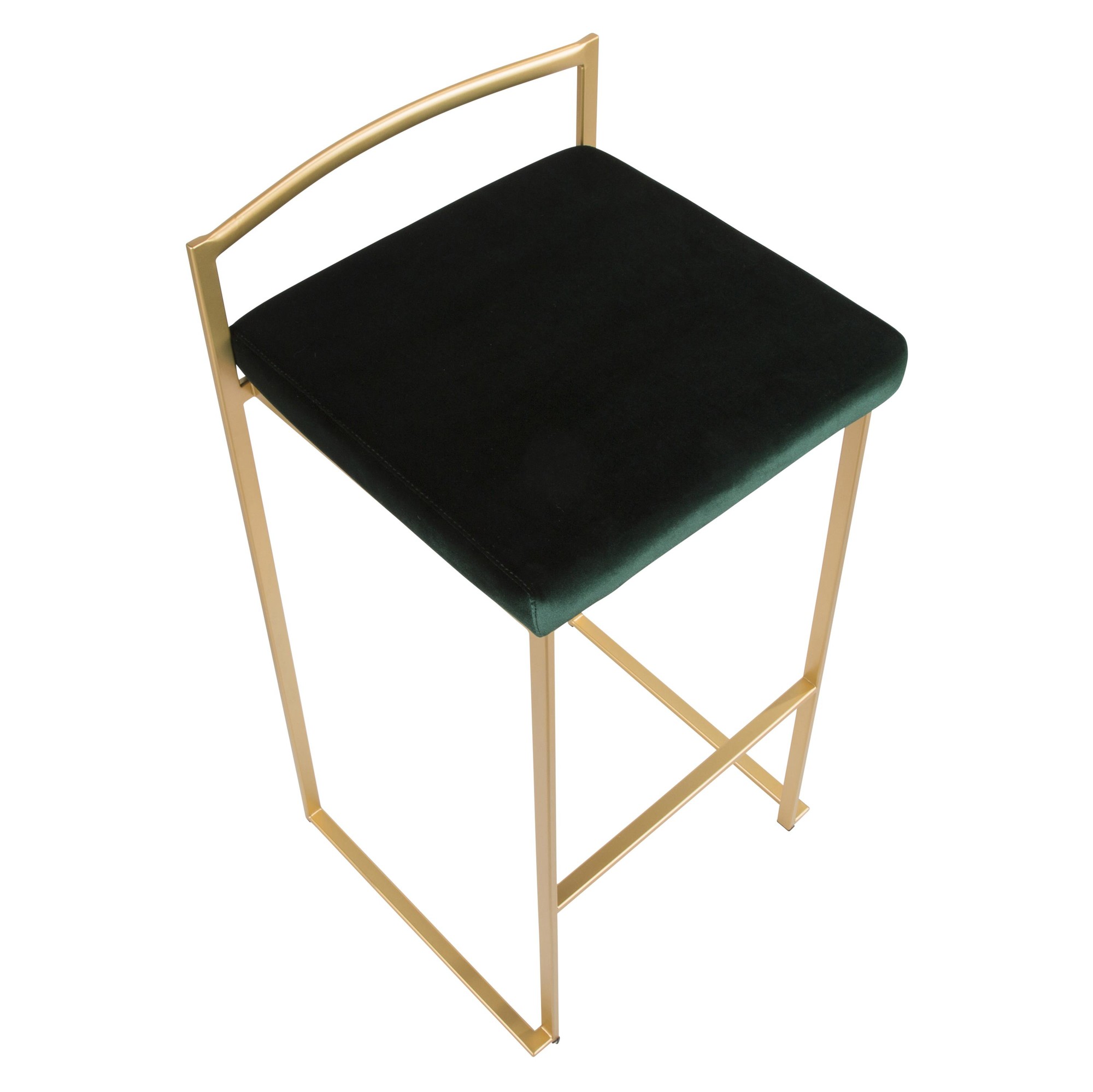 Fuji 30 Gold and Green Velvet Contemporary Barstool (Set of 3) 9 Fuji 30 Gold and Green Velvet Contemporary Barstool (Set of 3) - Image 9