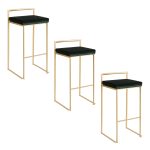 Fuji 30 Gold and Green Velvet Contemporary Barstool (Set of 3) 21 Fuji 30 Gold and Green Velvet Contemporary Barstool (Set of 3)