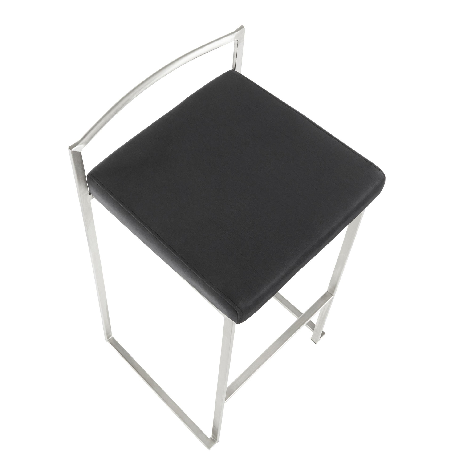 Fuji 30-Inch Black Faux Leather Contemporary Stackable Barstool (Set of 3) 9 Fuji 30-Inch Black Faux Leather Contemporary Stackable Barstool (Set of 3) - Image 9