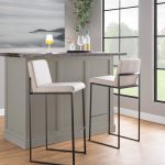 Fuji 30-Inch Black Steel Beige Fabric Contemporary Barstool (Set of 3)
