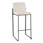 Fuji 30-Inch Black Steel Beige Fabric Contemporary Barstool (Set of 3)