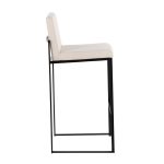 Fuji 30-Inch Black Steel Beige Fabric Contemporary Barstool (Set of 3)
