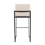 Fuji 30-Inch Black Steel Beige Fabric Contemporary Barstool (Set of 3)