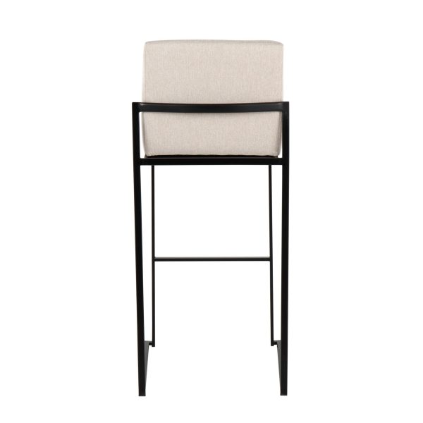 Fuji 30 Inch Black Steel Beige Fabric Contemporary Barstool Set of 3 5