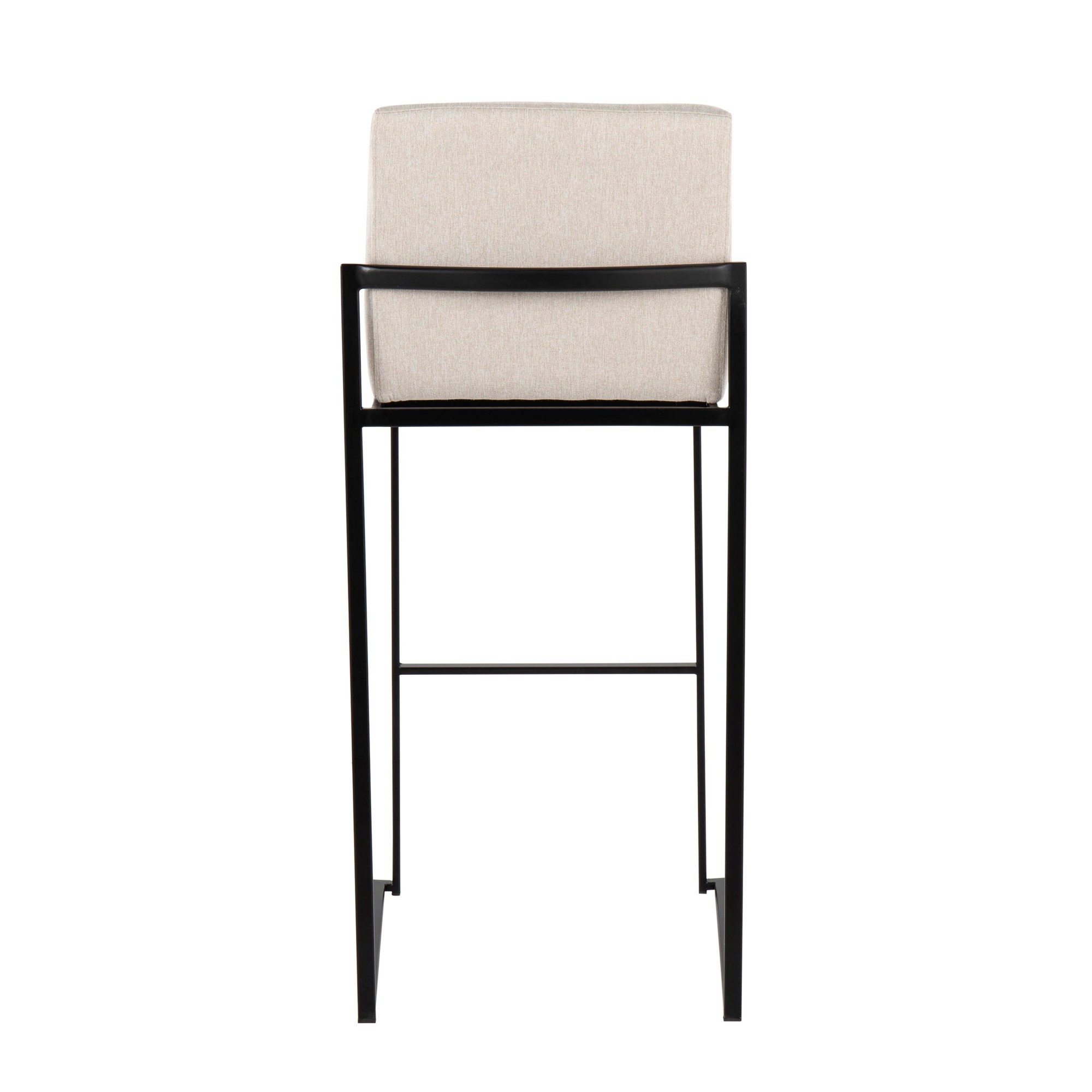 Fuji 30-Inch Black Steel Beige Fabric Contemporary Barstool (Set of 3) 6 Fuji 30-Inch Black Steel Beige Fabric Contemporary Barstool (Set of 3) - Image 6